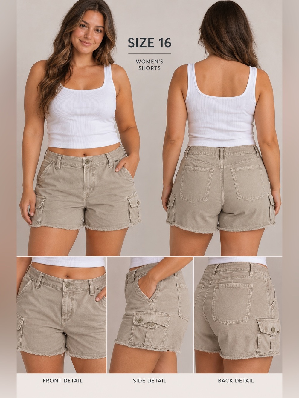 American Eagle Outfitters Beige Cargo Shorts SIZE 16